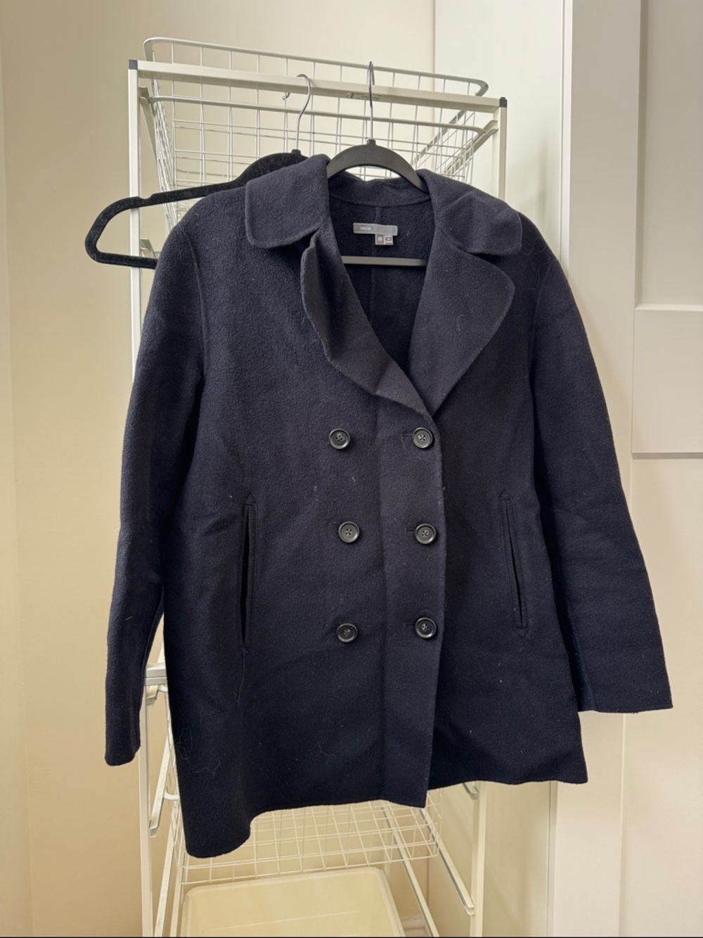 Vince Double-Breasted Peacoat in Navy